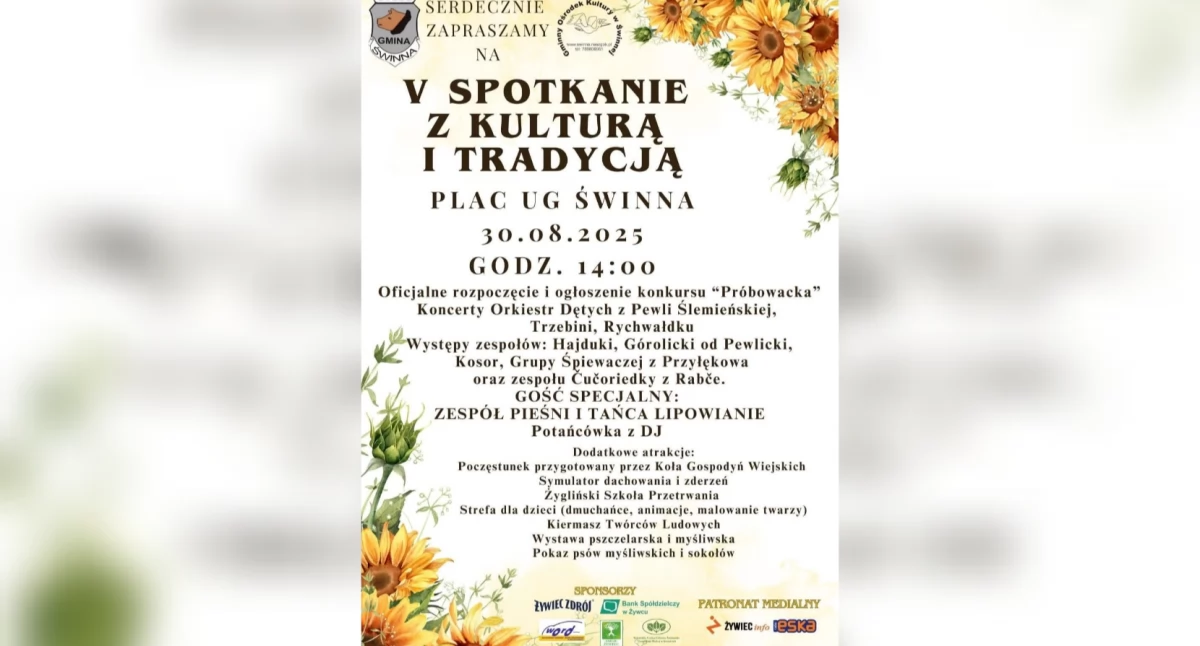 Świnna zaprasza na V Spotkanie z kulturą i tradycją połączone z Piknikiem Ekologicznym