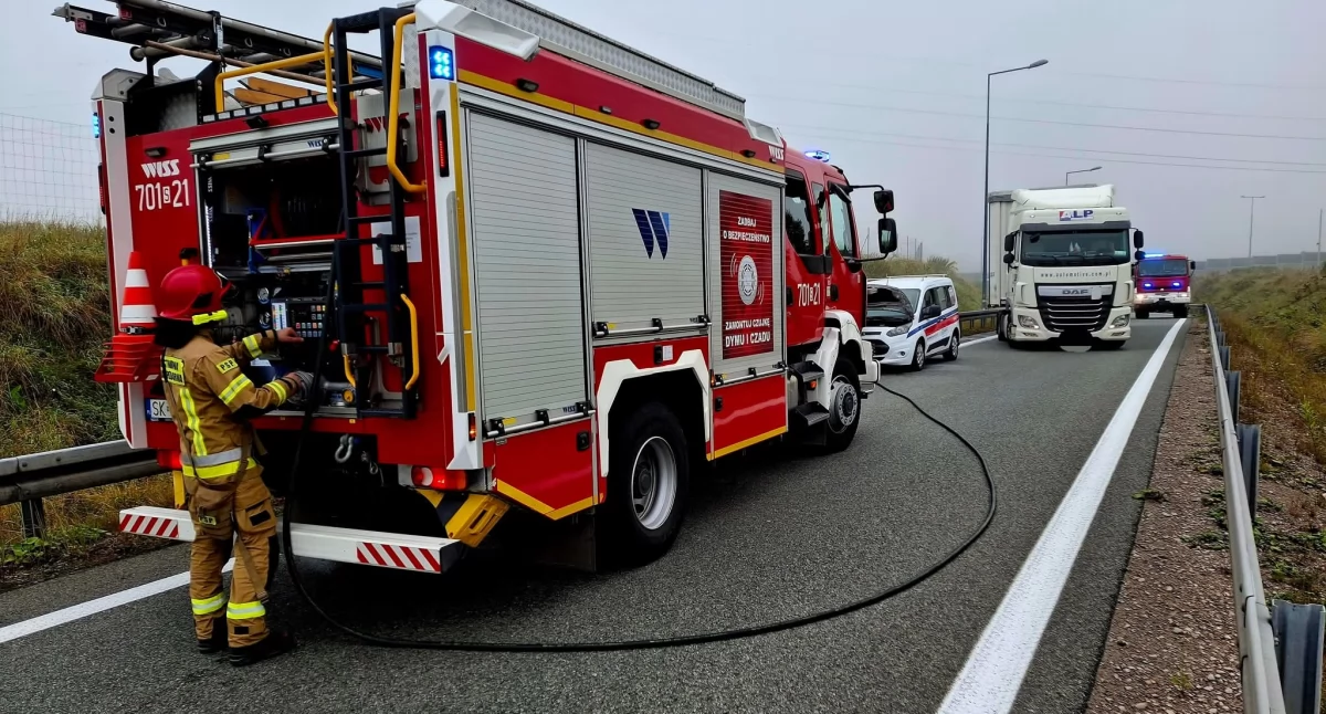 Pożar samochodu na S1 w Żywcu – szybka akcja strażaków