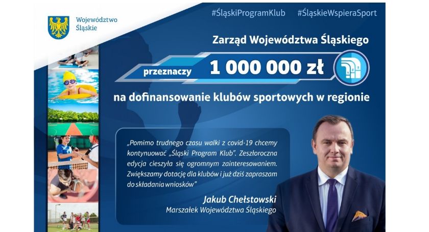 Milion złotych trafi do klubów sportowych z regionu w ramach Śląskiego Programu KLUB 2021