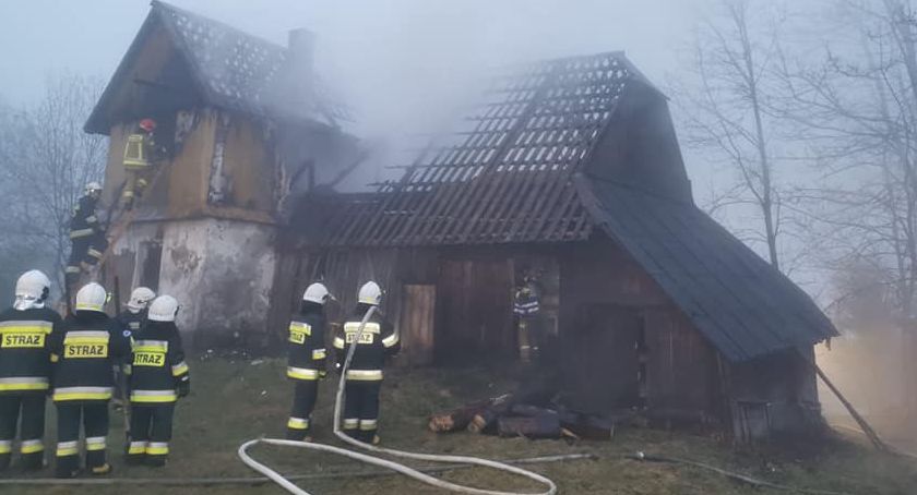 Pożar domu drewnianego w Lalikach.