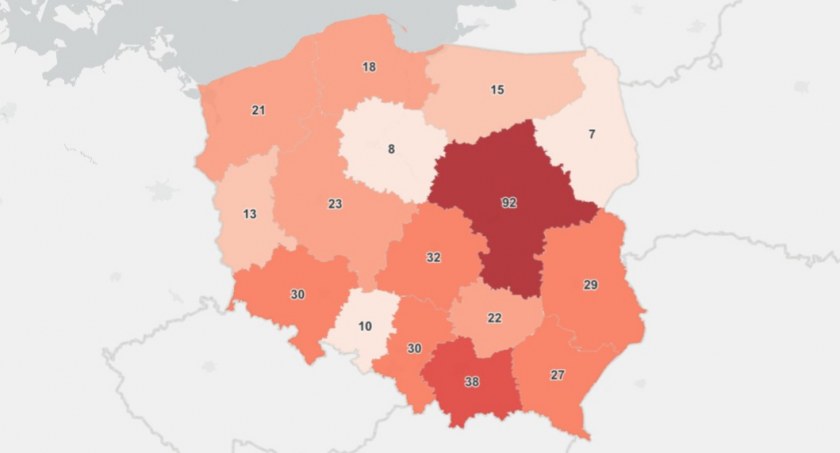 Mniej niż 10 tys. testów, to i wyniki są inne
