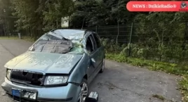 Wypadek w Kocierzu Rychwałdzkim – auto wpadło do rowu