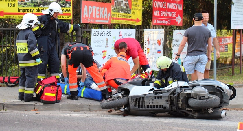 WYPADEK Z UDZIAŁEM MOTOCYKLISTY