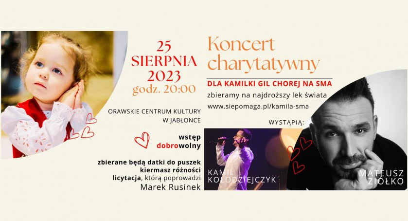 Matuesz Ziółko i Kamil Kołodziejczyk zaśpiewają dla Kamilki Gil - zaproszenie na charytatywny koncert w Jabłonce