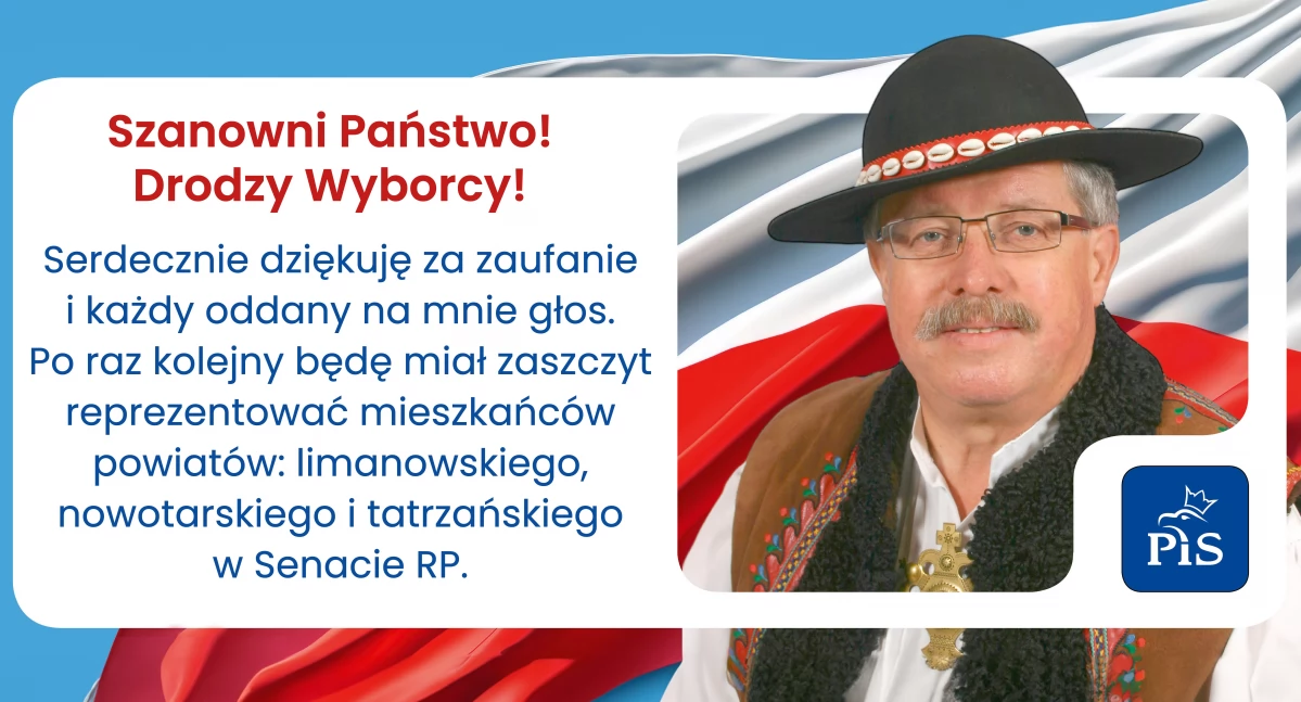 Senator Jan Hamerski dziękuje za zaufanie
