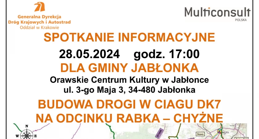 Jabłonka. Spotkanie informacyjne na temat projektowanych wariantów budowy nowej drogi DK7
