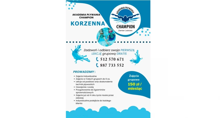 Szkoła pływania CHAMPION w Centrum Sportu i Rekreacji w Korzennej