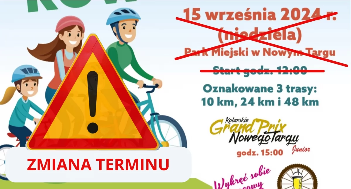 ZMIANA TERMINU - Rodzinny Rajd Rowerowy w Nowym Targu 