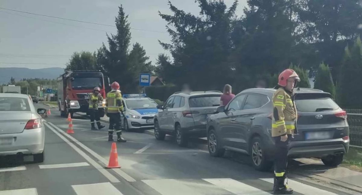 Zderzenie dwóch samochodów w Ludźmierzu 