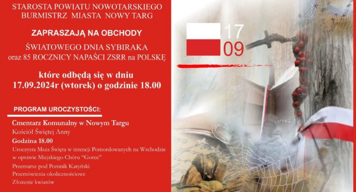 Obchody Światowego Dnia Sybiraka oraz 85. Rocznicy Napaści ZSRR na Polskę w Nowym Targu