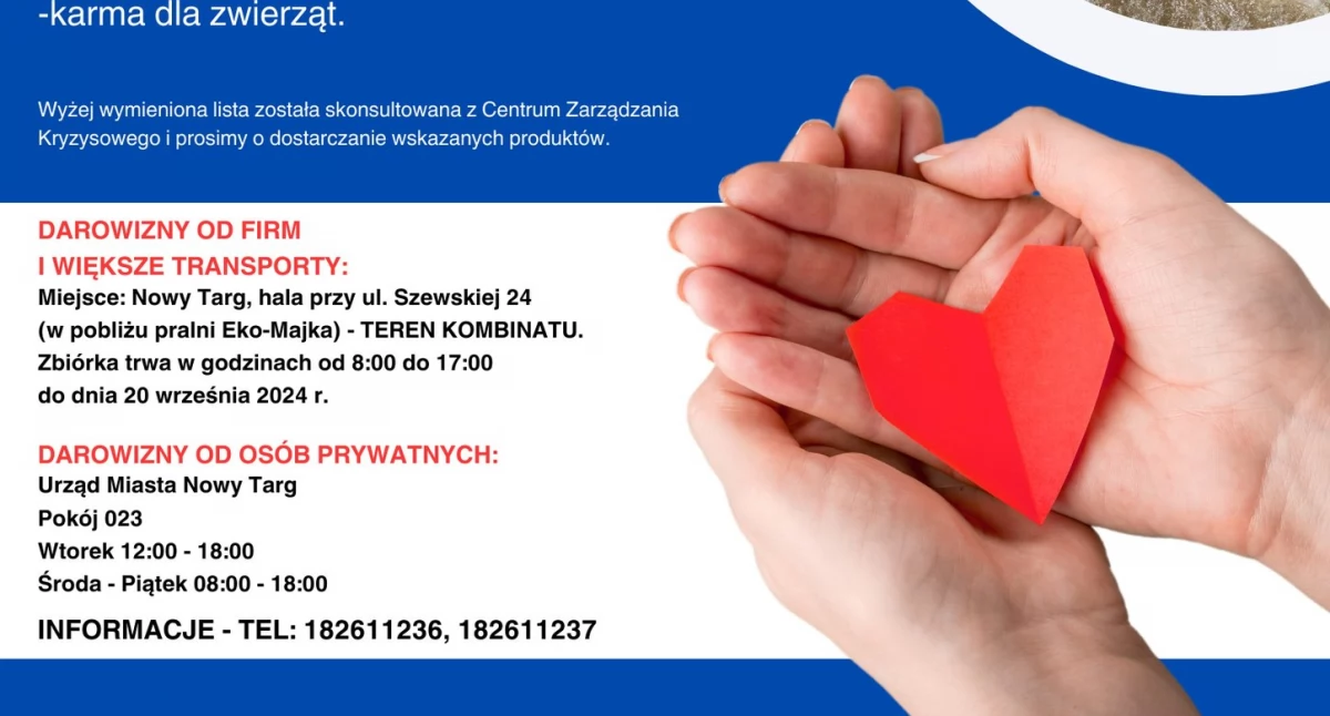 Nowy Targ - zbiórka dla powodzian