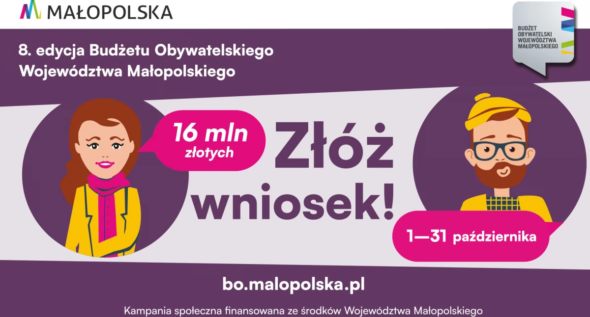 Ruszyła 8. edycja Budżetu Obywatelskiego Województwa Małopolskiego - złóż swój pomysł na lepszą przyszłość