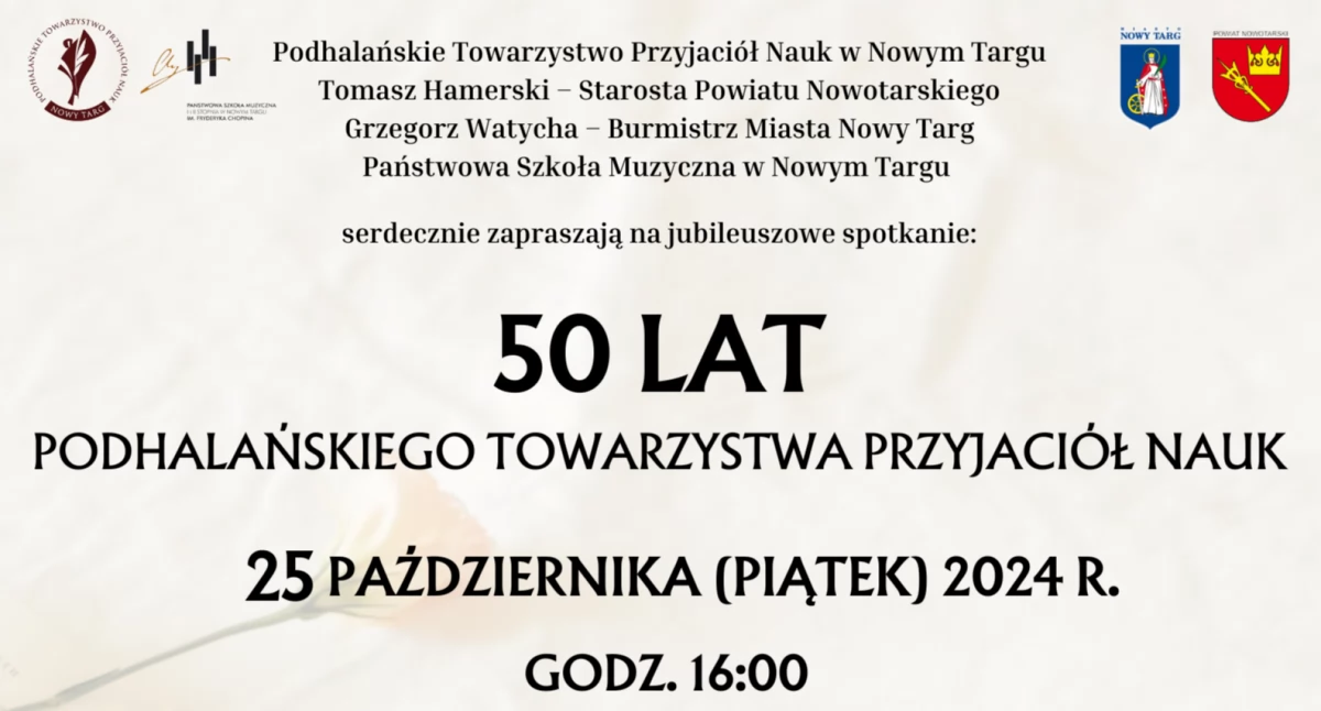 Uroczyste Obchody 50-lecia Podhalańskiego Towarzystwa Przyjaciół Nauk