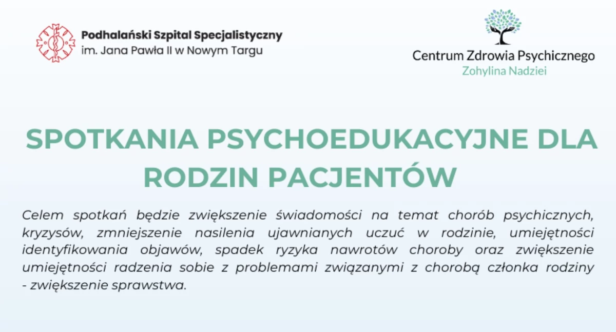Spotkania psychoedukacyjne w Miejskim Centrum Kultury w Nowym Targu