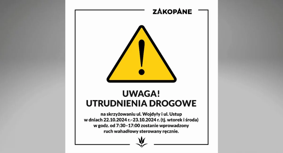 Utrudnienia na drodze krajowej nr 47 w Zakopanem