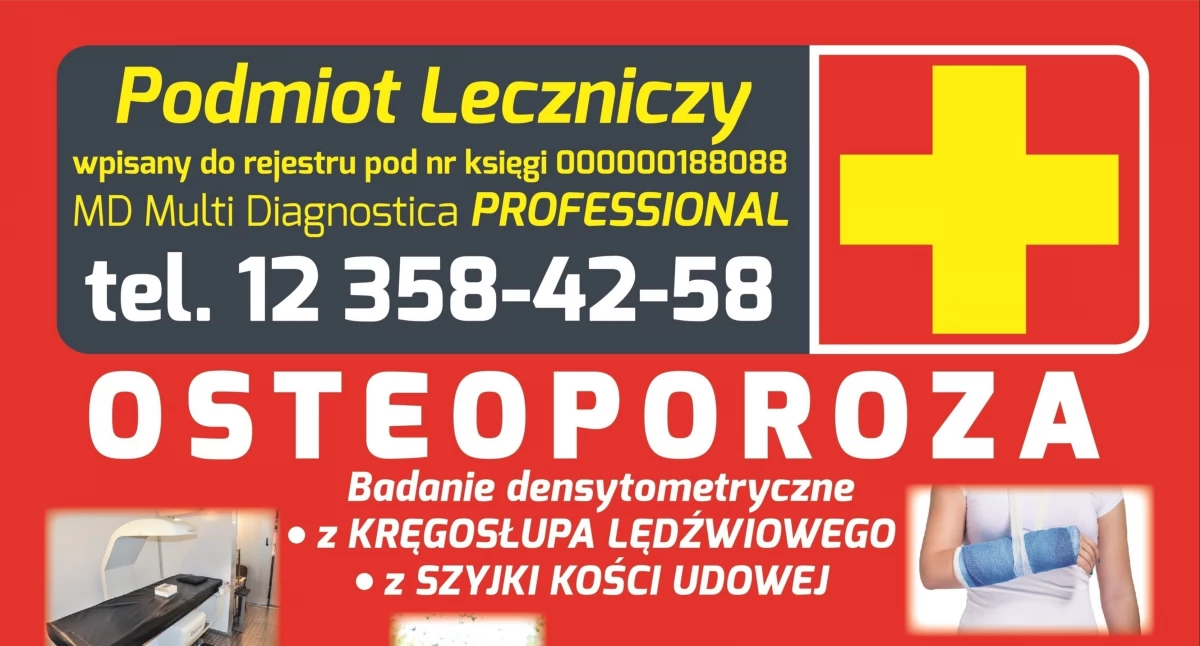 Firma MULTIDIAGNOSTICA z Krakowa zaprasza na badania densytometryczne w kierunku Osteoporozy