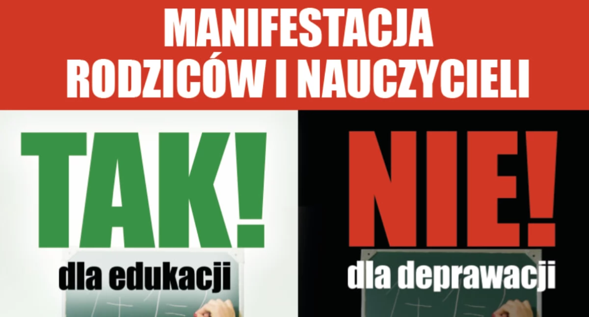 Manifestacja rodziców, nauczycieli i obywateli w Nowym Targu - tak dla edukacji, nie dla deprawacji