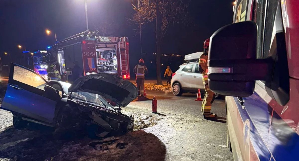 Interwencja w Białce Tatrzańskiej - samochód wypadł z drogi 