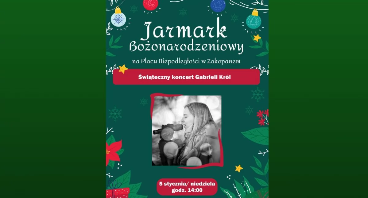 Koncert Gabrieli Król podczas Jarmarku Bożonarodzeniowego w Zakopanem