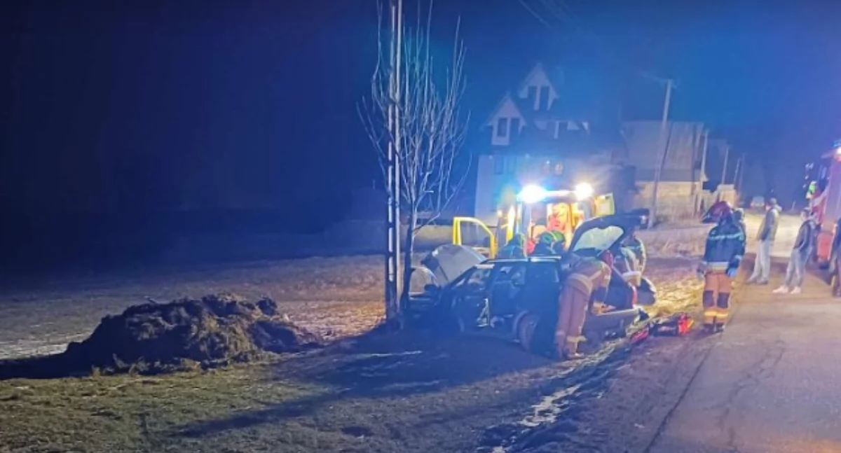 Samochód uderzył w słup – jedna osoba poszkodowana