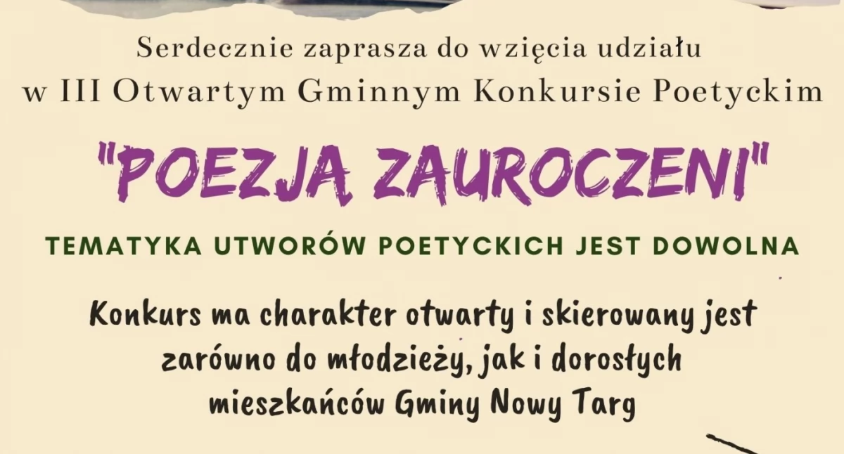 Zaproszenie do udziału w III Otwartym Gminnym Konkursie Poetyckim