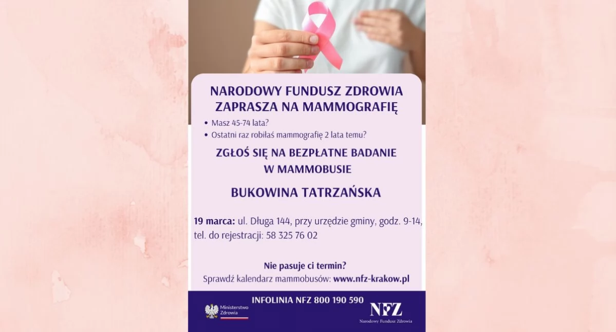 Zadbaj o zdrowie – bezpłatna mammografia dla mieszkanek powiatu tatrzańskiego