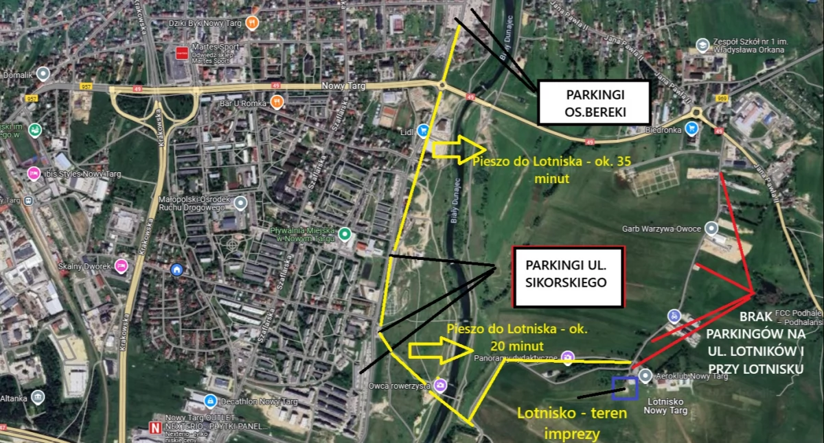 Parking i dojazd na „Odlotowy Piknik”