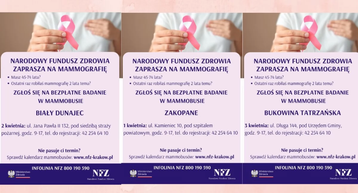 Bezpłatna mammografia w powiecie tatrzańskim – sprawdź, gdzie zaparkuje mammobus!