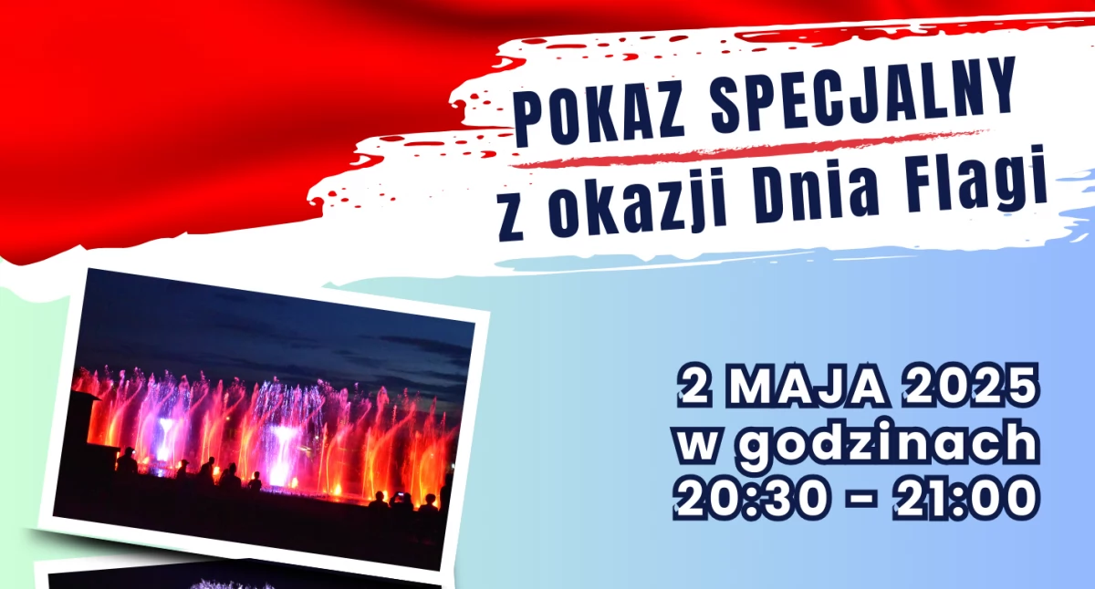 Zaproszenie na specjalny pokaz fontann z okazji Dnia Flagi w Szaflarach