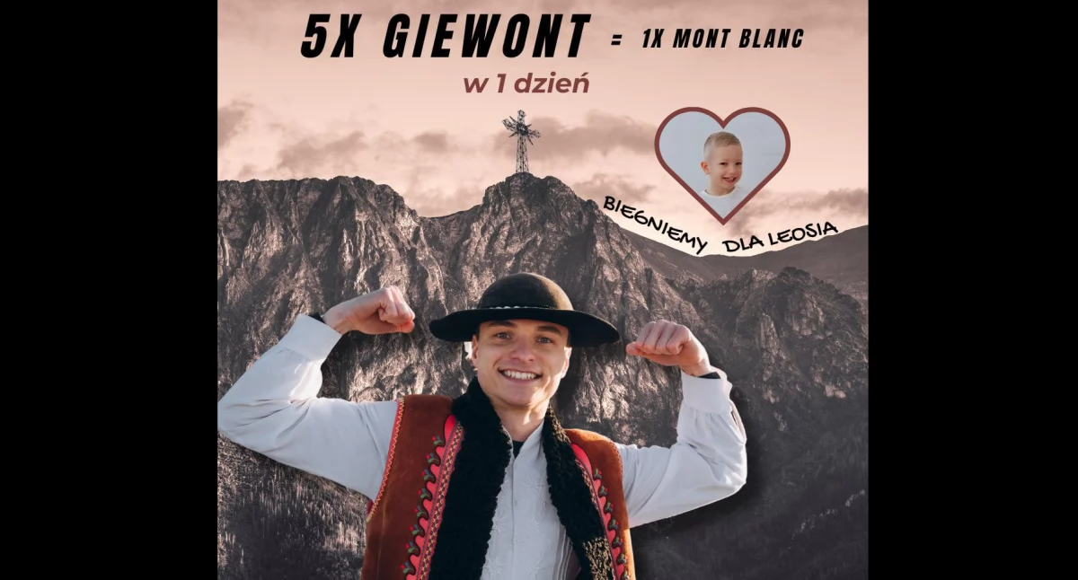 5 razy na Giewont w jeden dzień - Mateusz Cyrwus pobiegnie, by pomóc Leosiowi