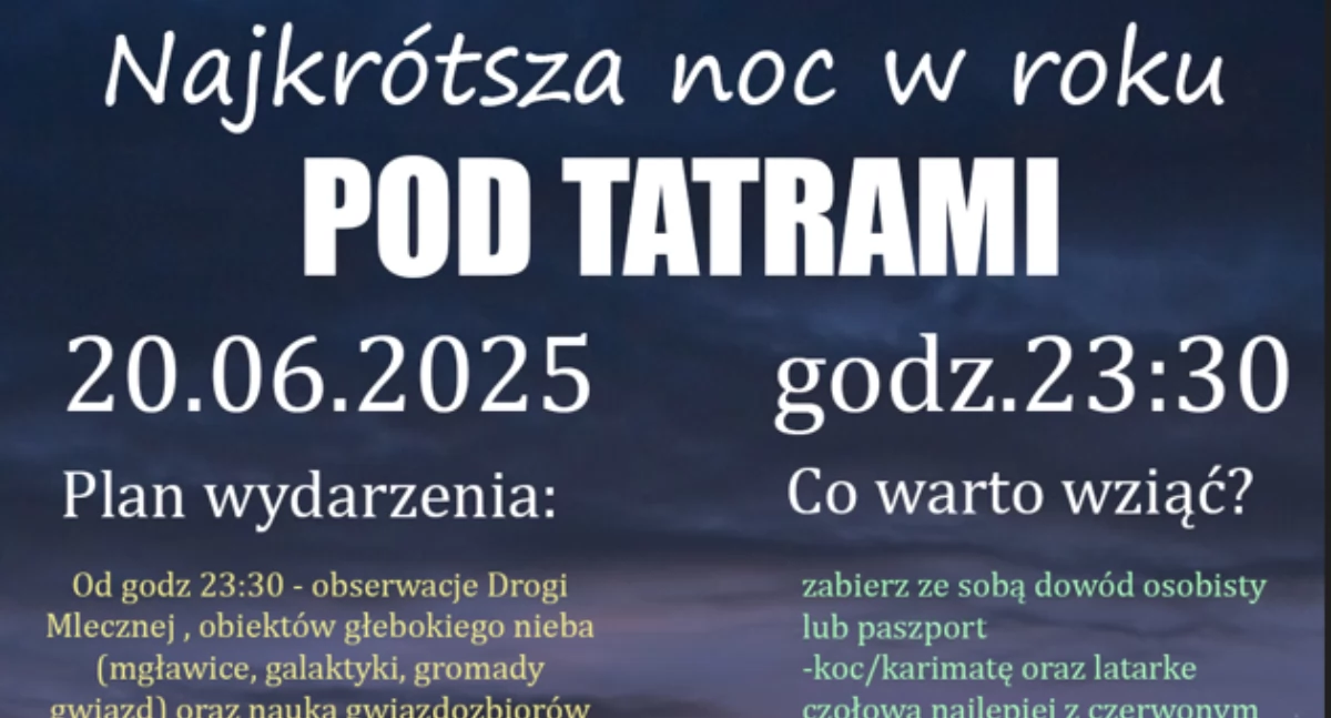 Gwiazdy nad Tatrami - zaproszenie na obserwacje w najkrótszą noc roku