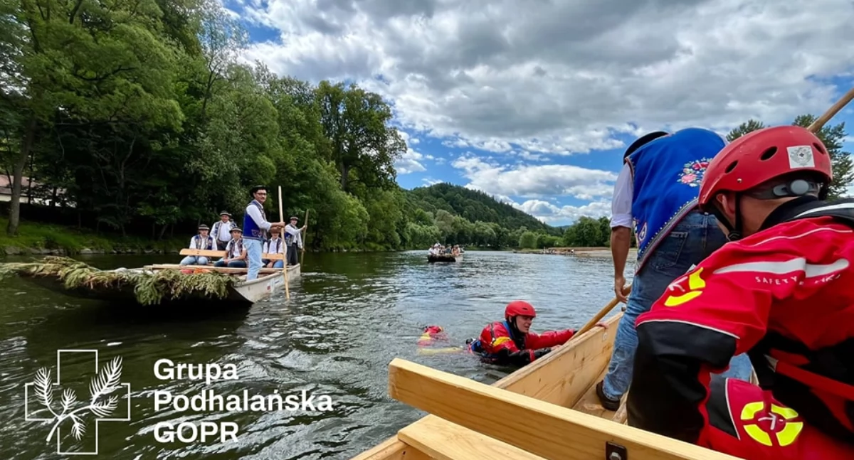 Szkolenie ratowników GP GOPR dla przyszłych flisaków na Dunajcu