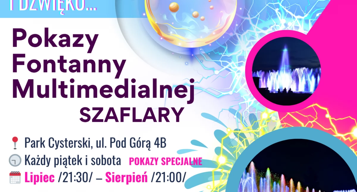 Pokazy multimedialnej fontanny w Parku Cysterskim w Szaflarach – atrakcja wakacyjna dla całej rodziny