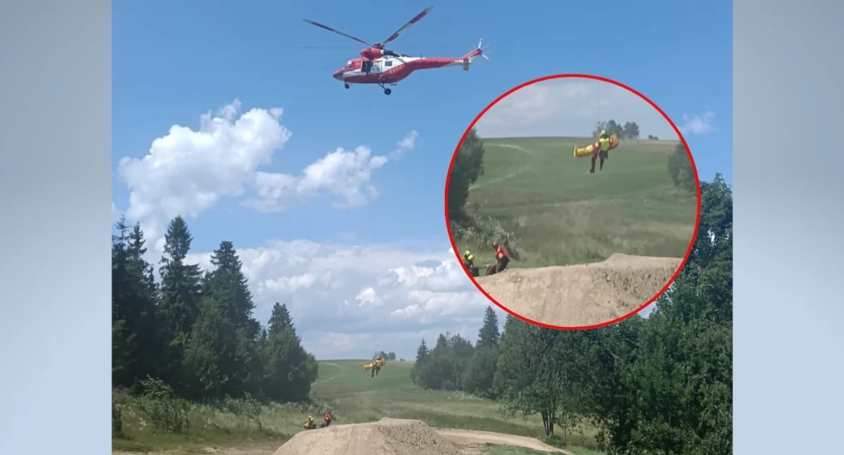 Wypadek rowerzysty w terenie górskim - interweniował śmigłowiec TOPR