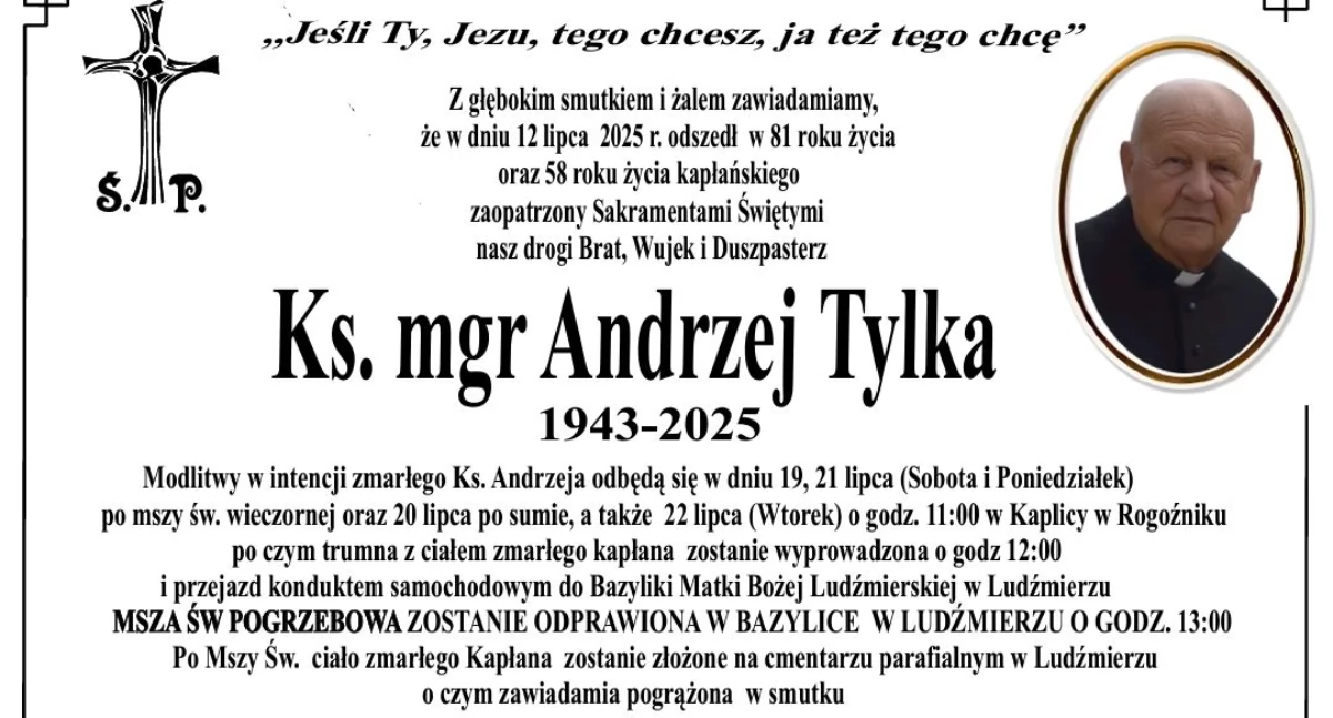 Zmarł ks. kan. Andrzej Tylka - duszpasterz pochodzący z Rogoźnika 