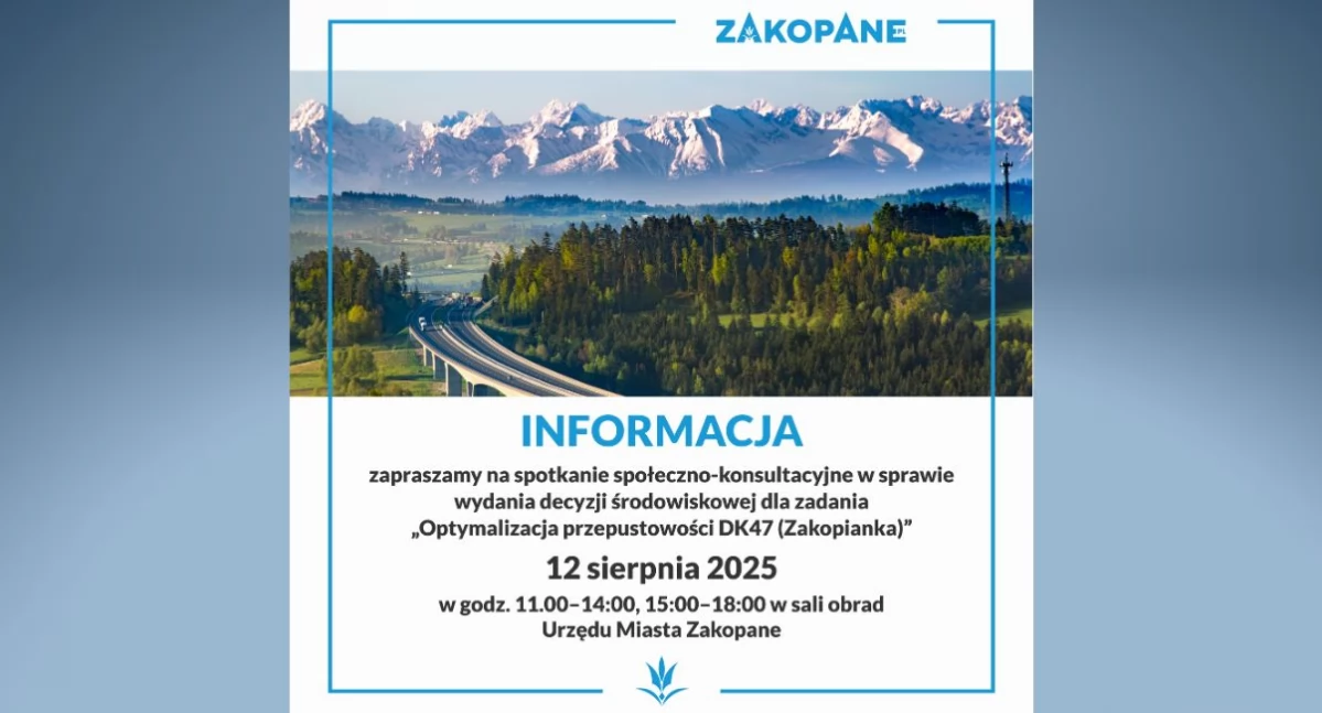 Konsultacje społeczne w sprawie rozbudowy zakopianki - spotkania w Poroninie i Zakopanem
