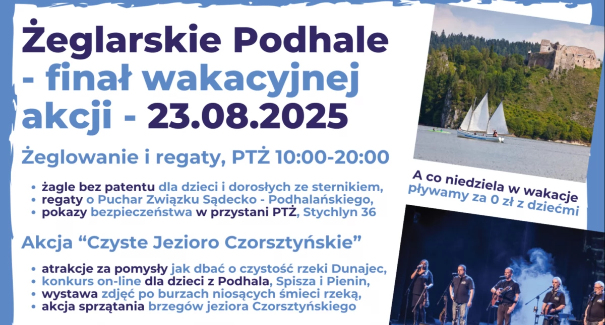 Żeglarskie Podhale - finał wakacyjnej akcji nad Jeziorem Czorsztyńskim 23 sierpnia
