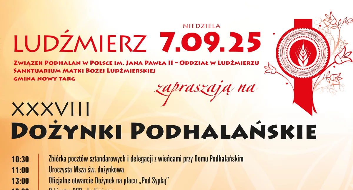 Święto plonów i tradycji - Dożynki Podhalańskie 2025 w Ludźmierzu już 7 września