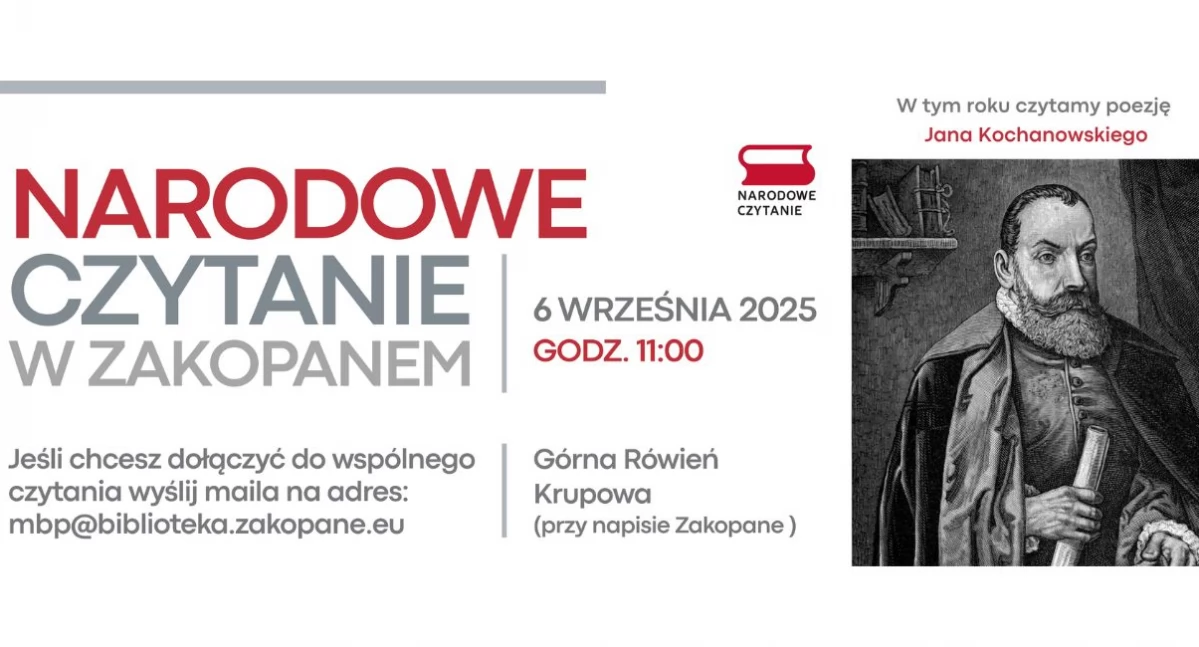 Narodowe Czytanie w Zakopanem – poezja Jana Kochanowskiego na Górnej Równi Krupowej