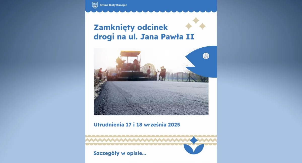 Utrudnienia w ruchu w Białym Dunajcu na ul. Jana Pawła II