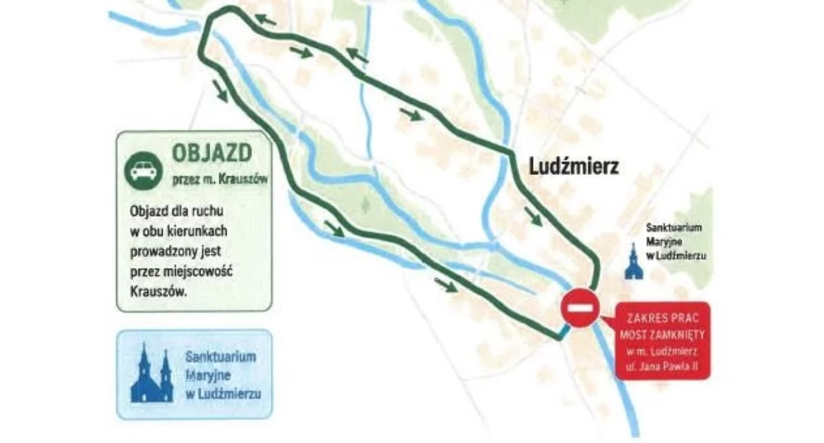 Most w Ludźmierzu zostanie zamknięty. Kierowców czekają objazdy od 18 czerwca