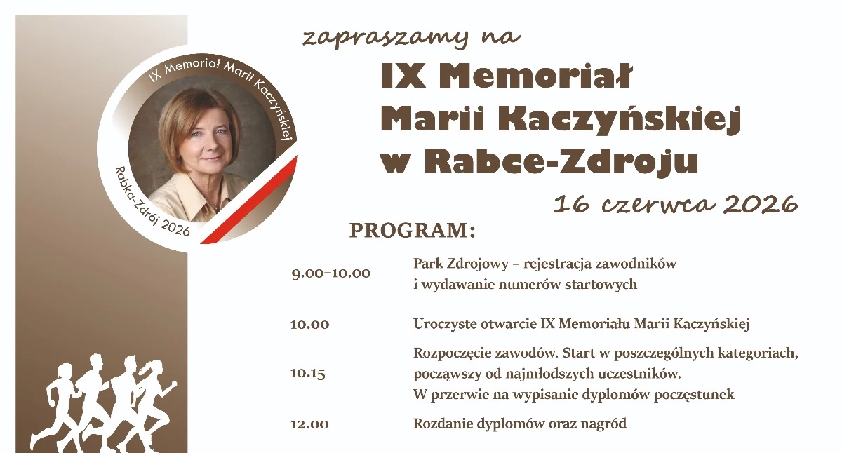  Rabka-Zdrój pobiegnie ku pamięci. Już we wtorek IX Memoriał Marii Kaczyńskiej