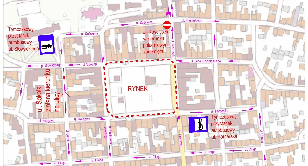Nowy Targ zamknie Rynek. Przez trzy dni kierowców czekają objazdy i zmiany tras