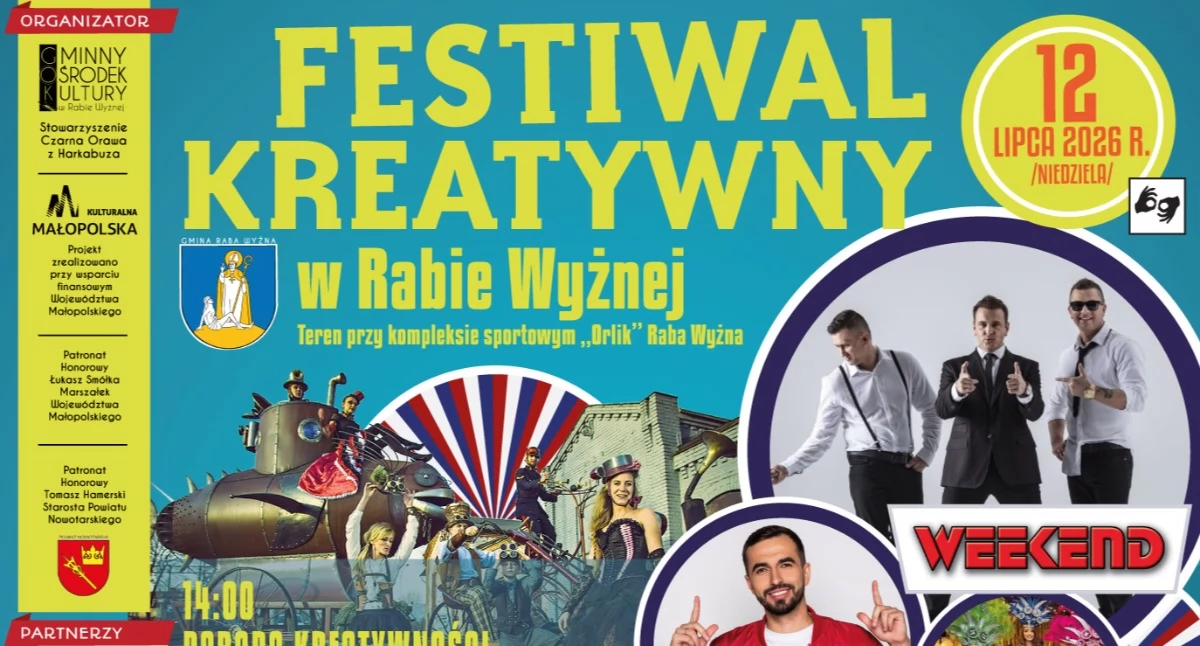 Weekend i Nowator zagrają w Rabie Wyżnej. Przed nimi wielka parada i Festiwal Kreatywny