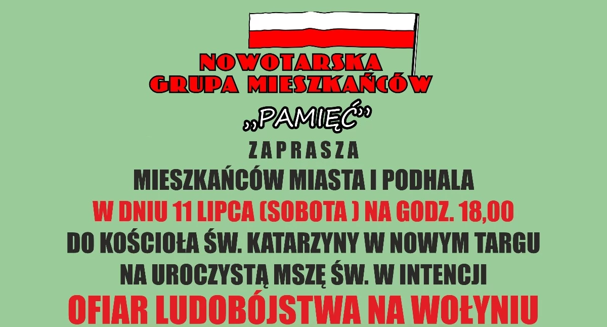 Nowy Targ uczci pamięć ofiar ludobójstwa na Wołyniu i w Małopolsce Wschodniej