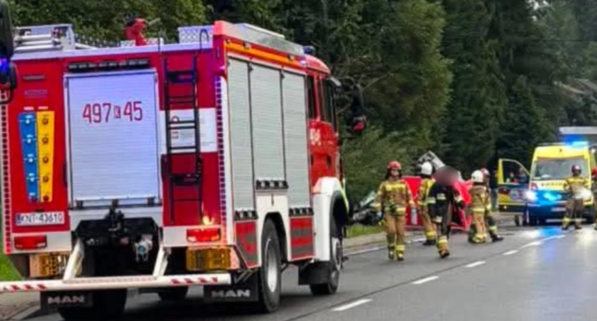 Śmiertelny wypadek w Krośnicy. Droga wojewódzka nr 969 była całkowicie zablokowana