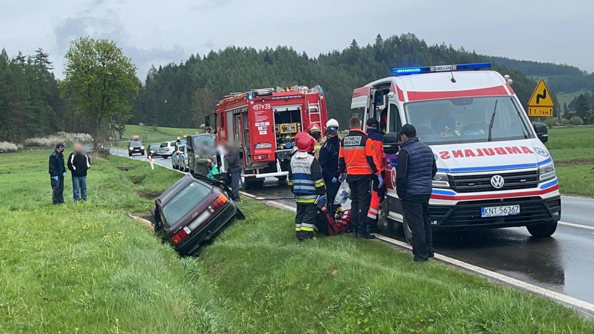 Tragiczny finał wypadku w Łapszach Niżnych