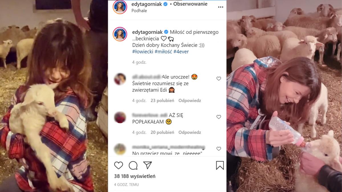 Edyta Górniak nie próżnuje - karmi młode owieczki (film i zdjęcia)