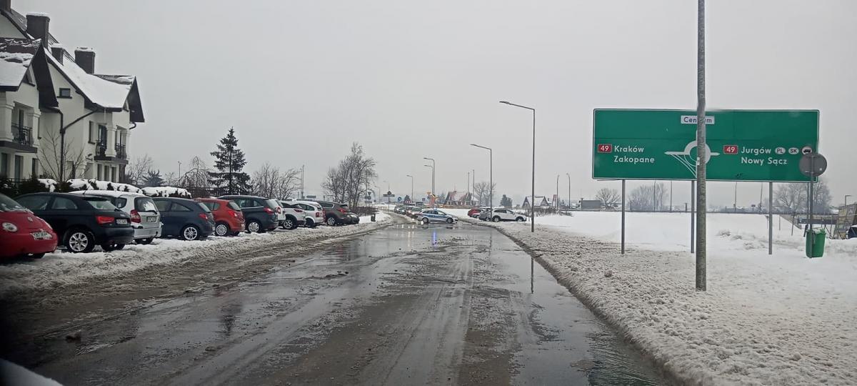 Nowy Targ. Ul. Sikorskiego zablokowana