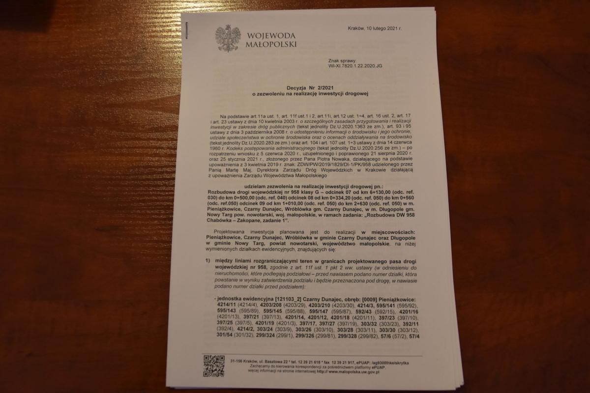 Rozbudowa drogi wojewódzkiej w Pieniążkowicach, Długopolu, Wróblówce i Czarnym Dunajcu